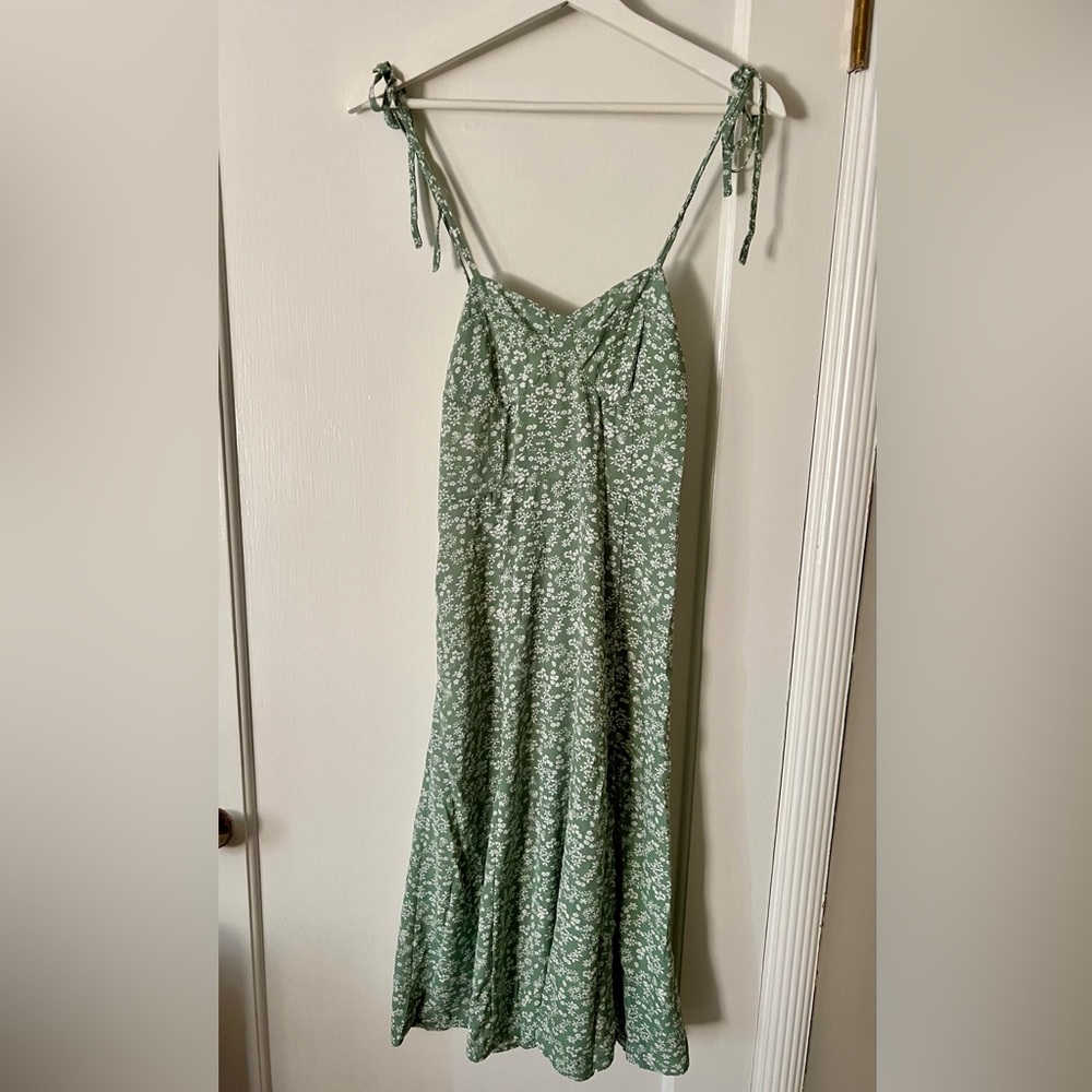 Midi dress, Green floral midi dress